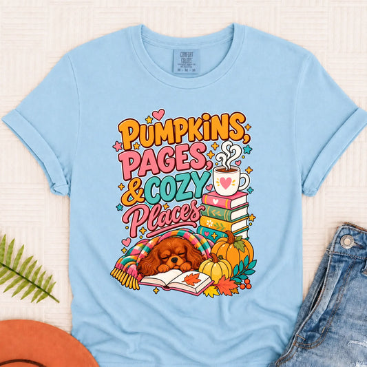 Custom Cavalier Pumpkins Books Unisex Tshirt Chambray