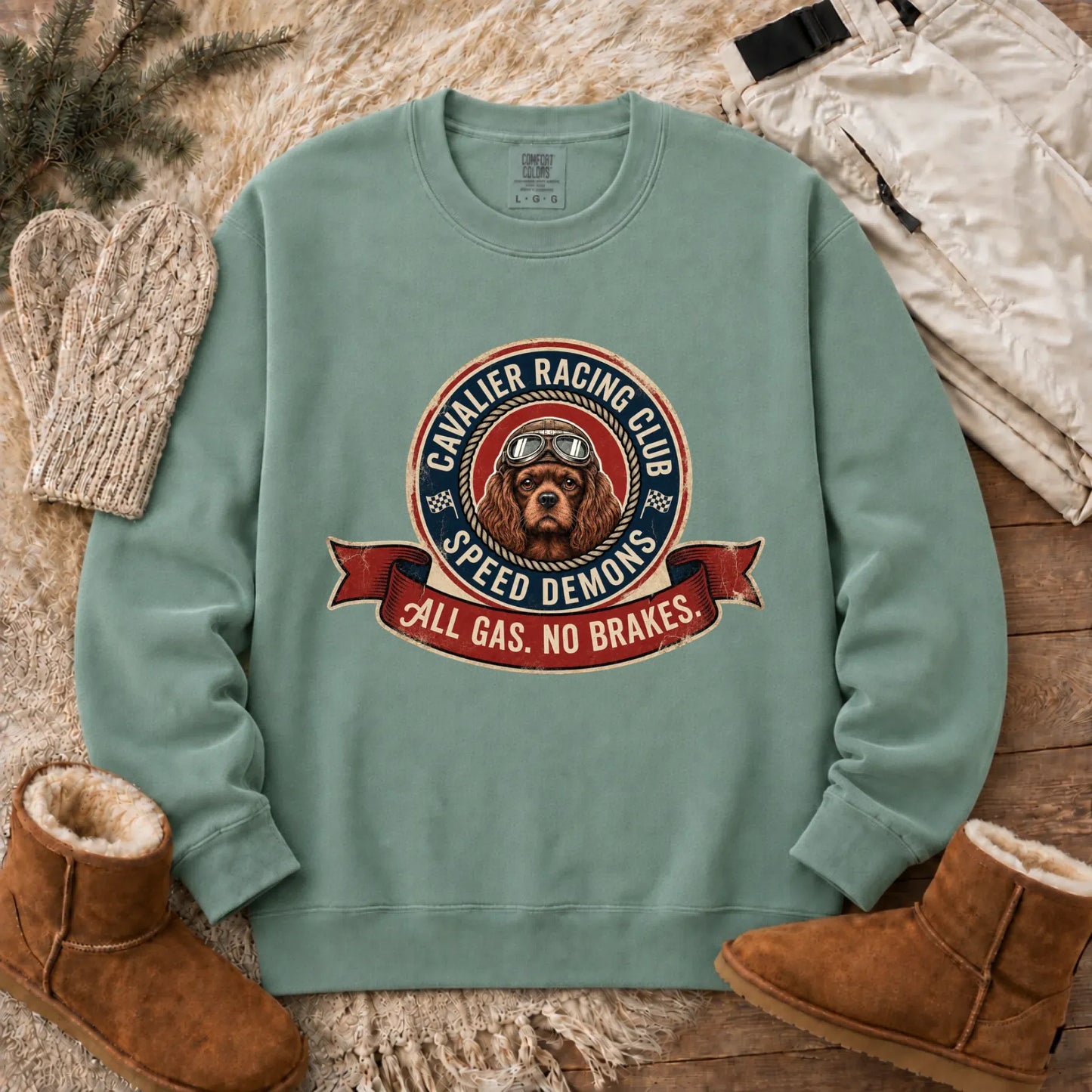 Custom Cavalier Racing Race Car Unisex Sweatshirt Light Green