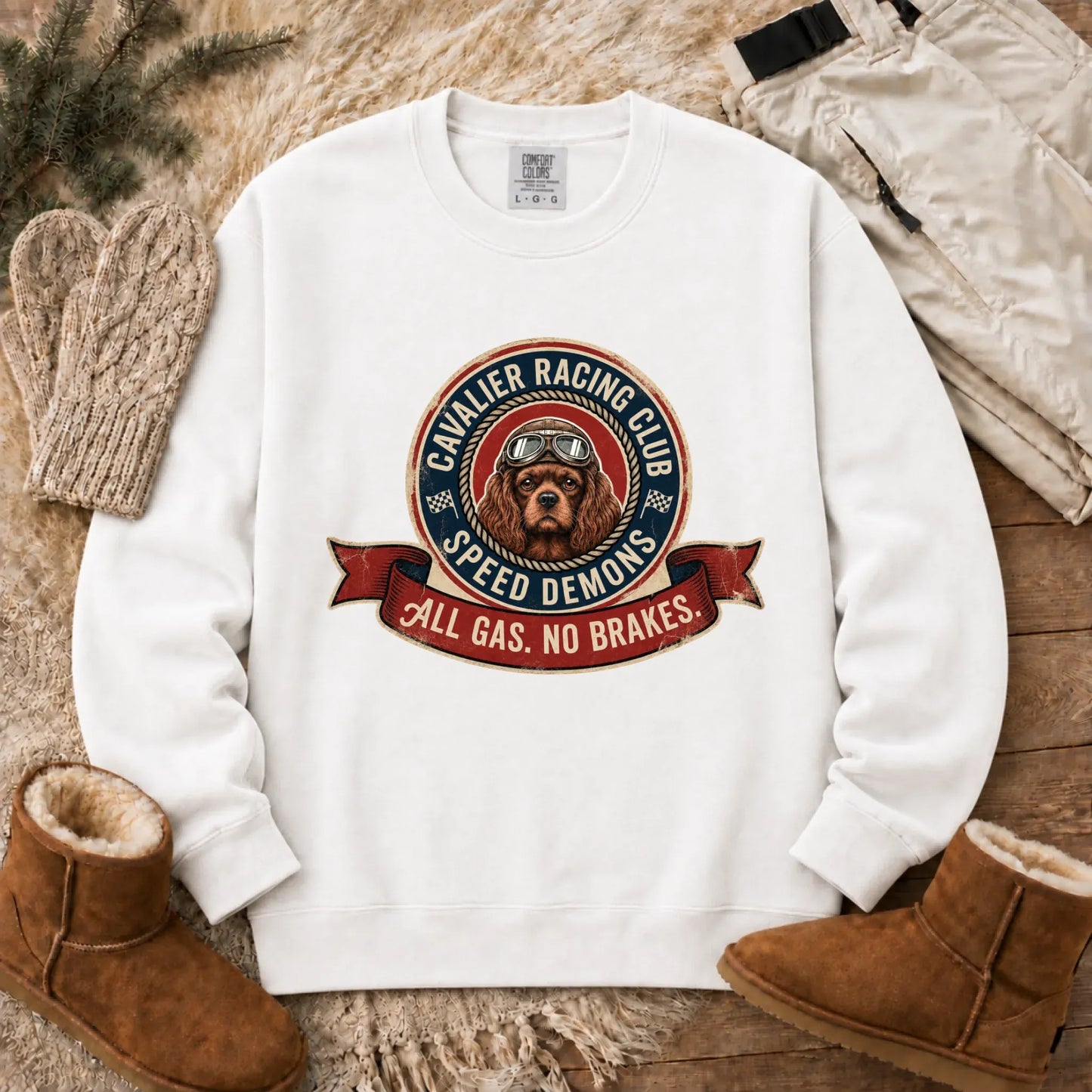 Custom Cavalier Racing Race Car Unisex Sweatshirt White