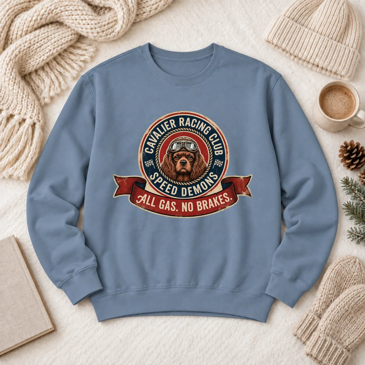 Custom Cavalier Racing Race Car Unisex Sweatshirt Blue Jean