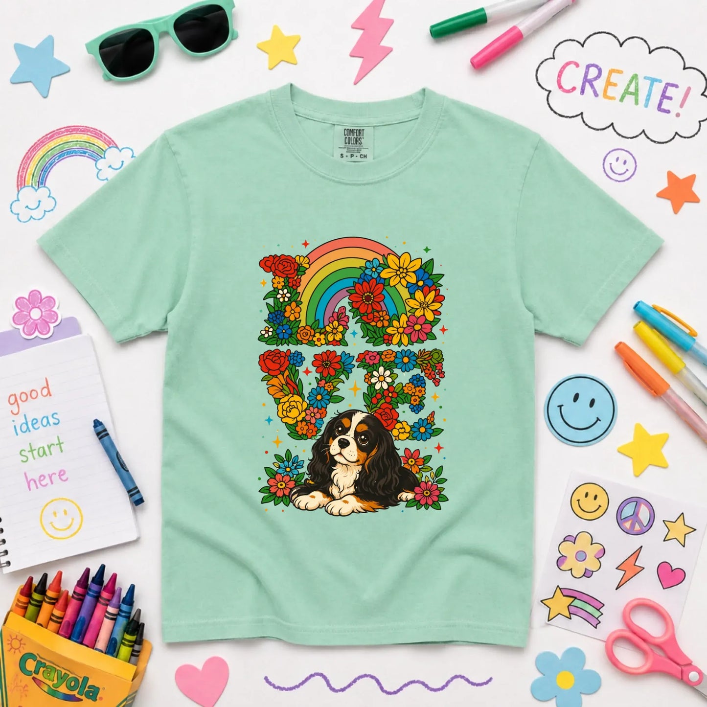 Youth Tshirt Island Reef / XS Custom Cavalier Rainbow Flowers Unisex YOUTH Tshirt