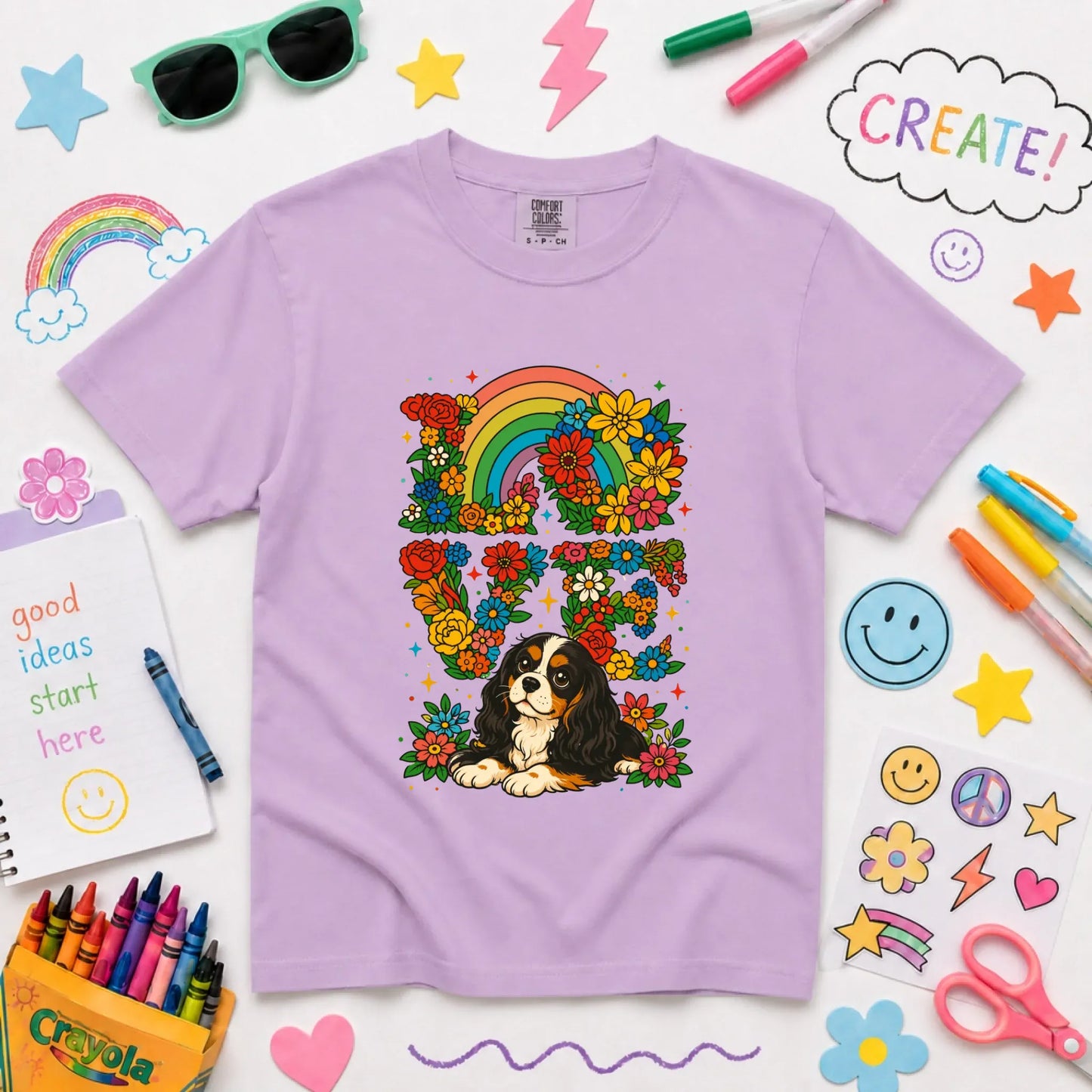 Youth Tshirt Orchid / XS Custom Cavalier Rainbow Flowers Unisex YOUTH Tshirt