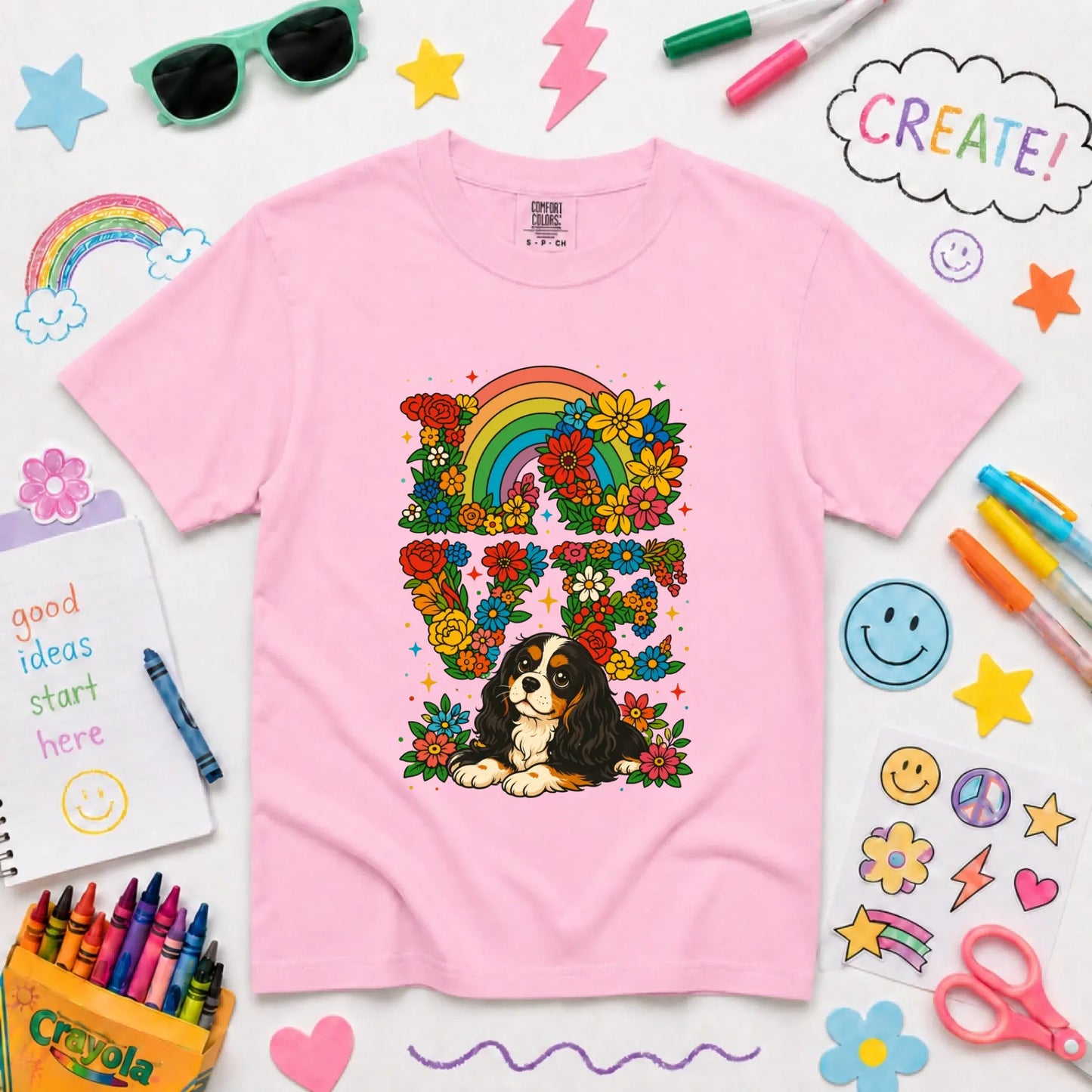 Youth Tshirt Blossom / XS Custom Cavalier Rainbow Flowers Unisex YOUTH Tshirt