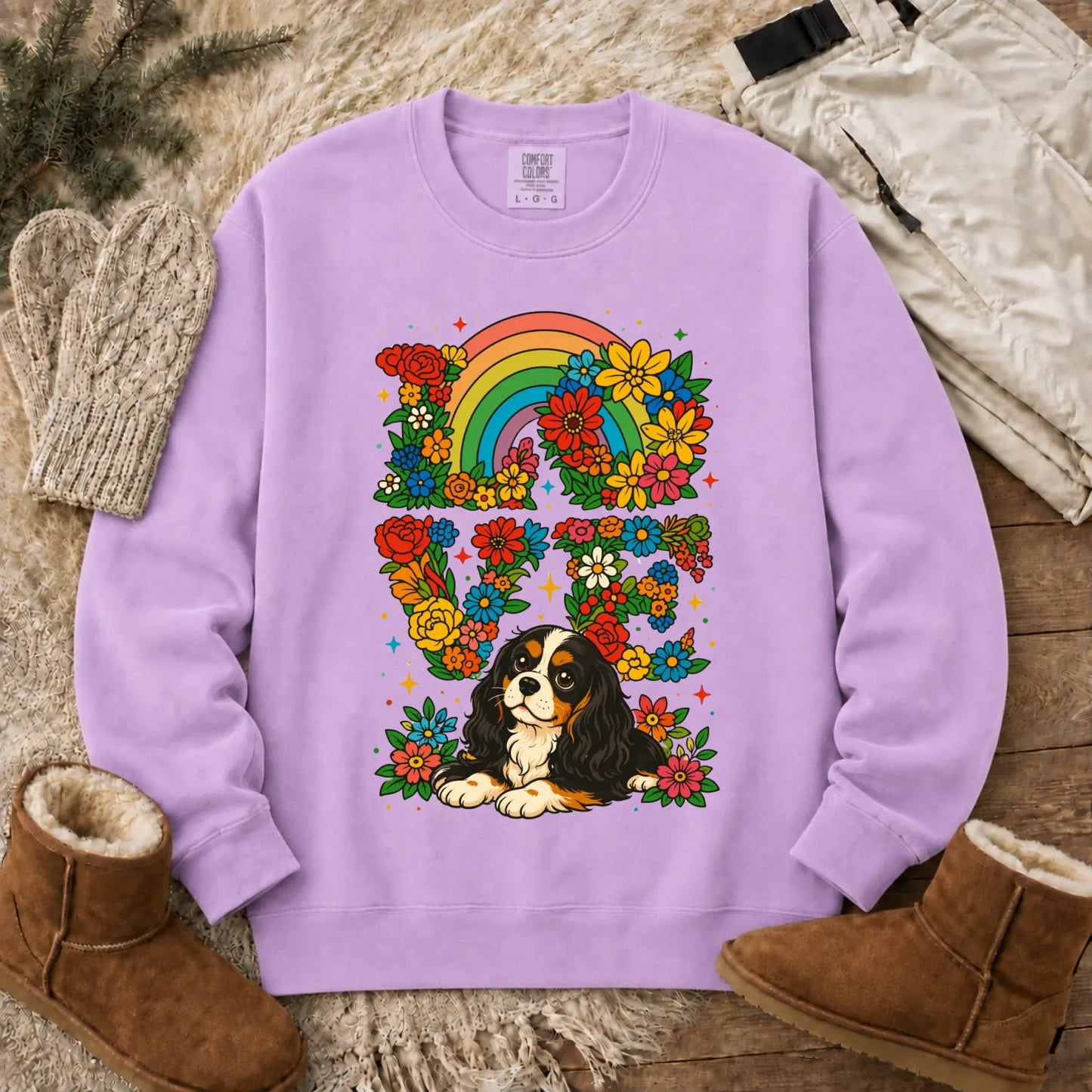Sweatshirt Orchid / S Custom Cavalier Rainbow LGBTQ Flowers Unisex Sweatshirt
