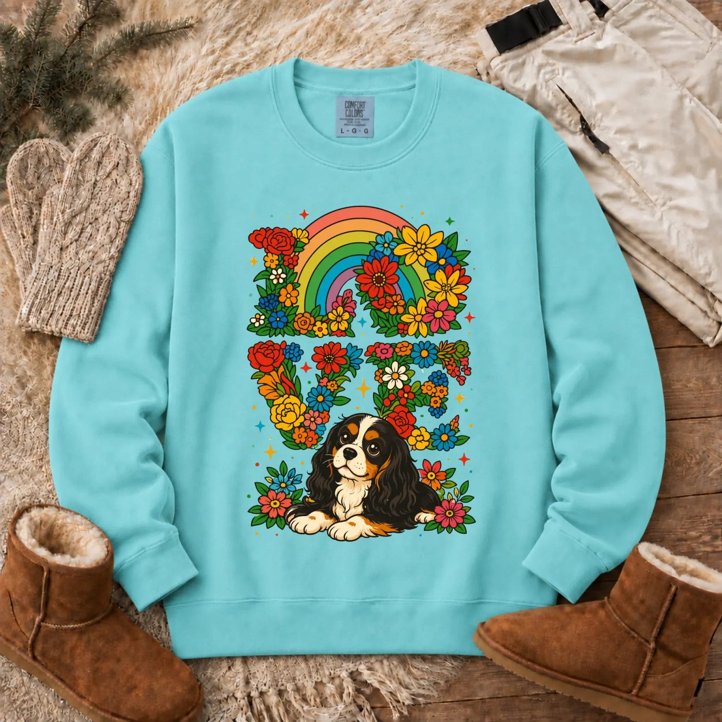 Sweatshirt Chalky Mint / S Custom Cavalier Rainbow LGBTQ Flowers Unisex Sweatshirt