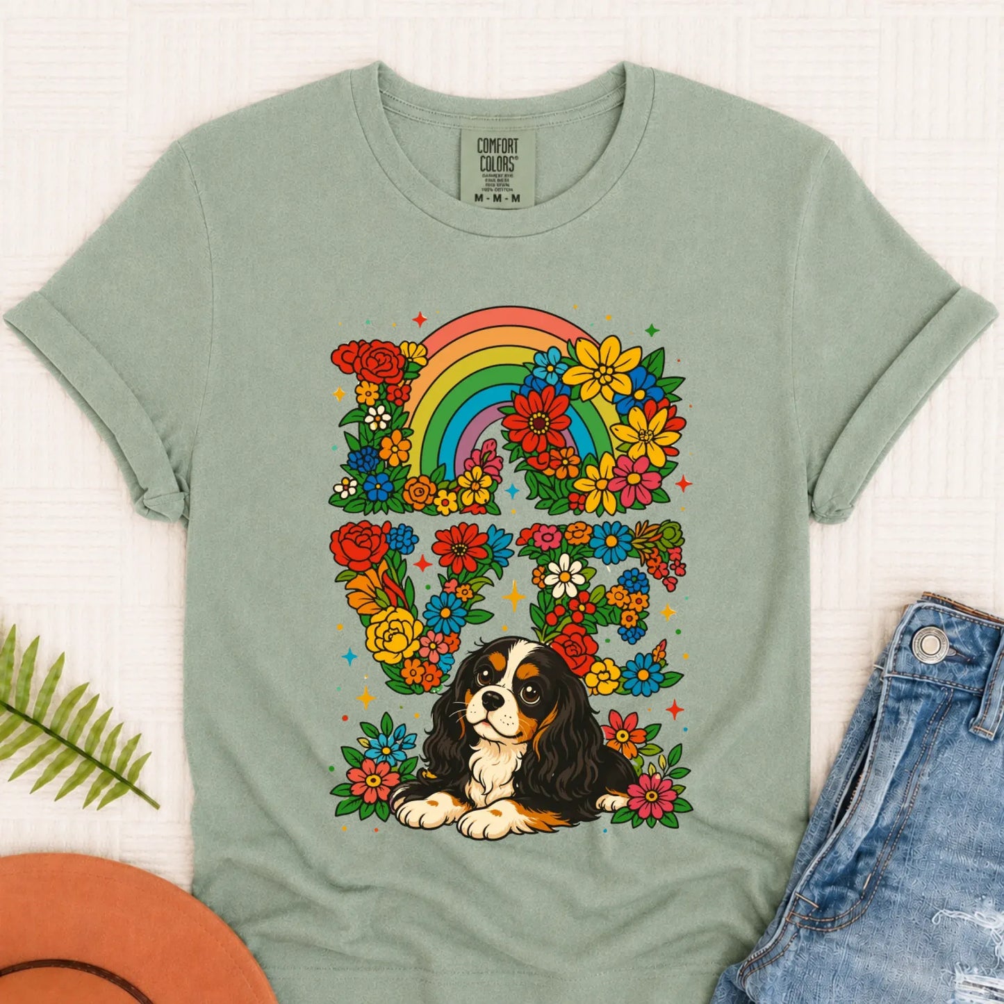 T-Shirt Bay / S Custom Cavalier Rainbow LGBTQ Flowers Unisex Tshirt