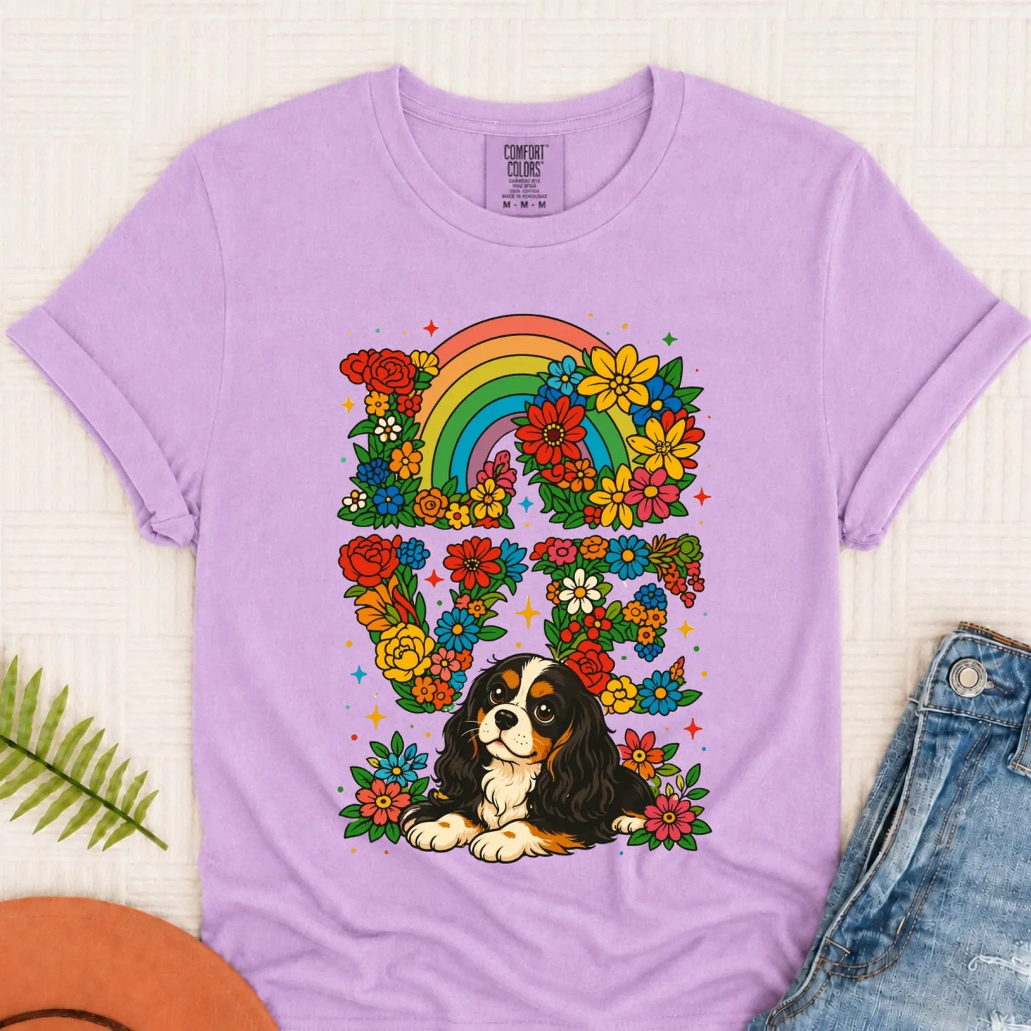 T-Shirt Orchid / S Custom Cavalier Rainbow LGBTQ Flowers Unisex Tshirt