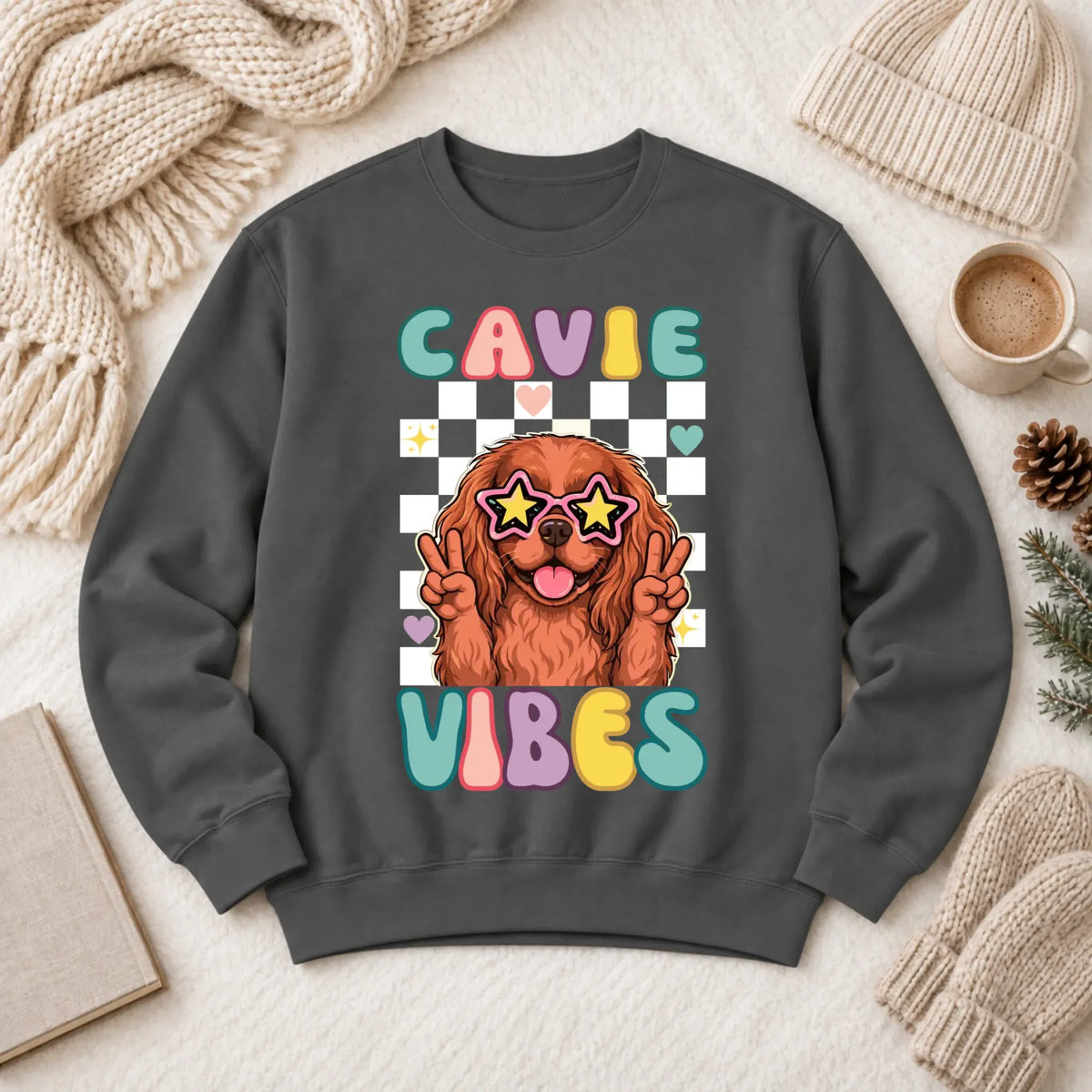 Custom Cavalier Retro Vibes Unisex Sweatshirt Pepper