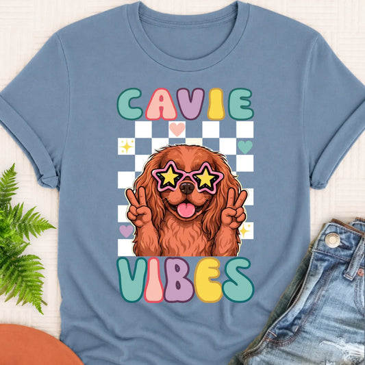 Custom Cavalier Retro Vibes Unisex TShirt Blue Jean