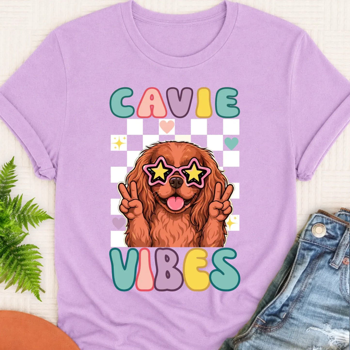 Custom Cavalier Retro Vibes Unisex TShirt Orchid