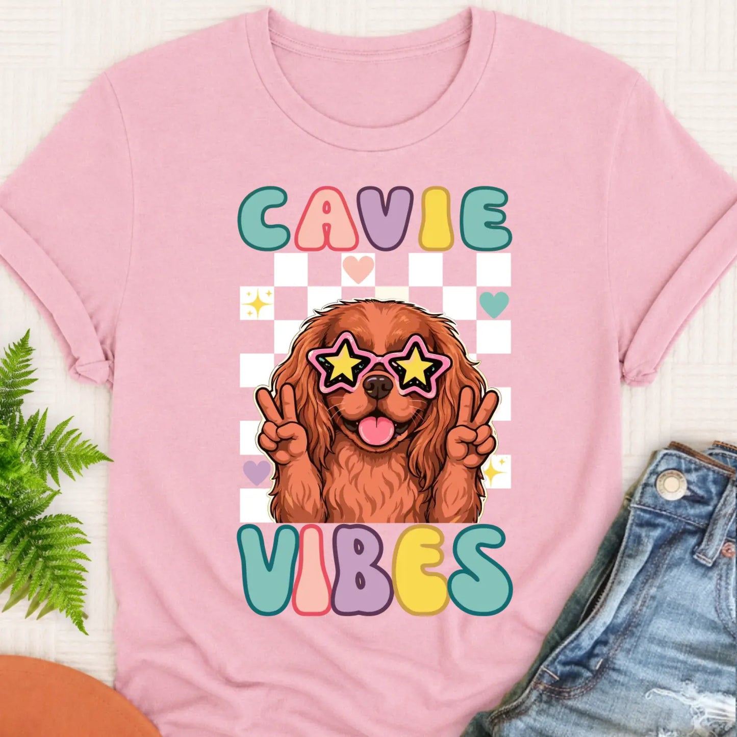 Custom Cavalier Retro Vibes Unisex TShirt Blossom