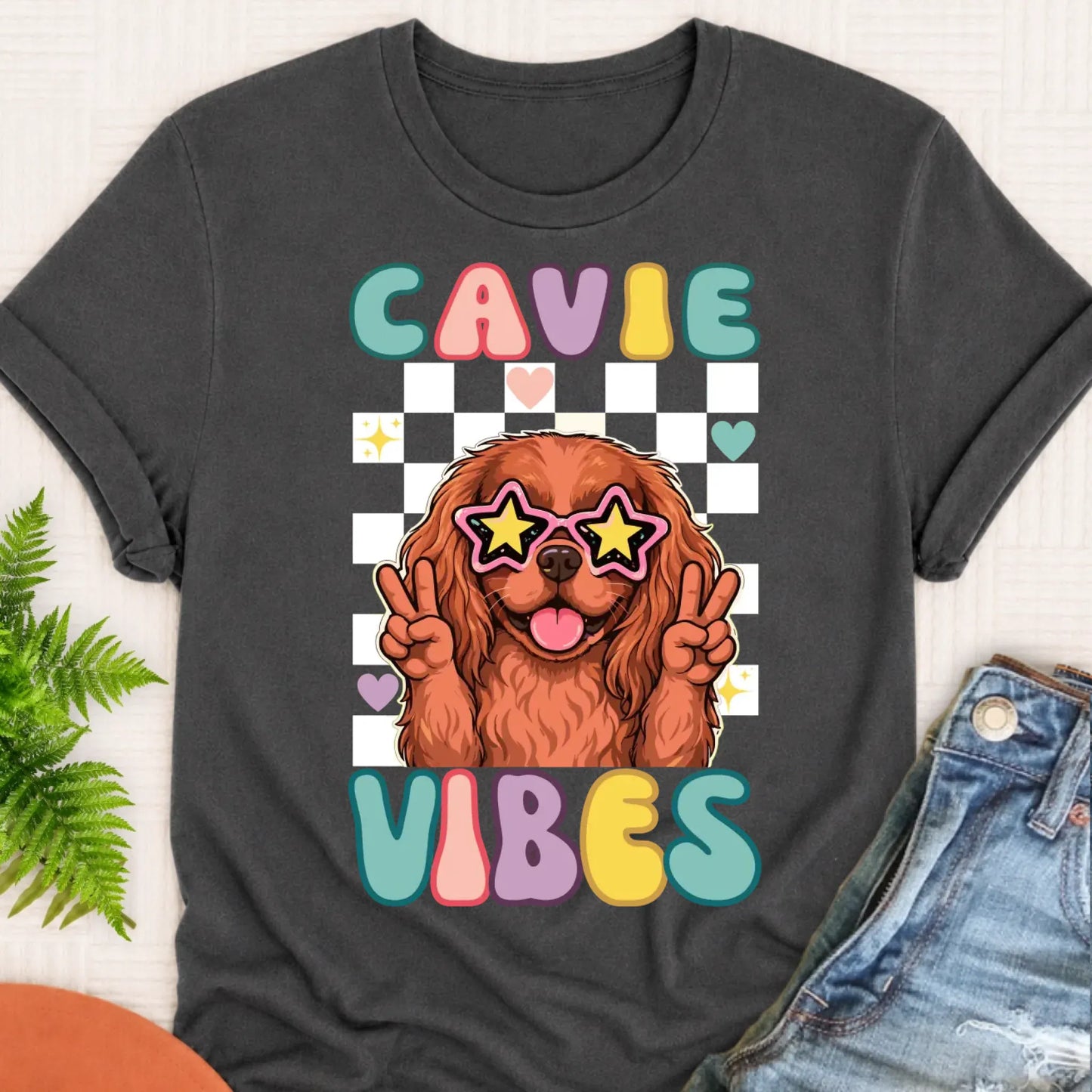 Custom Cavalier Retro Vibes Unisex TShirt Pepper