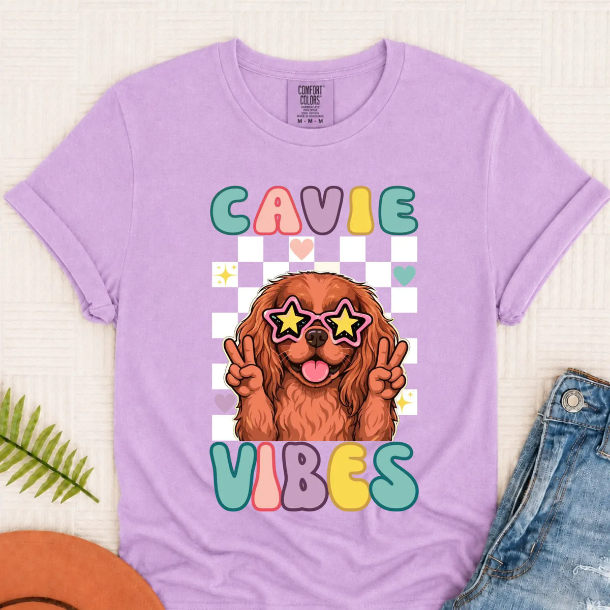 Custom Cavalier Retro Vibes Unisex TShirt Orchid