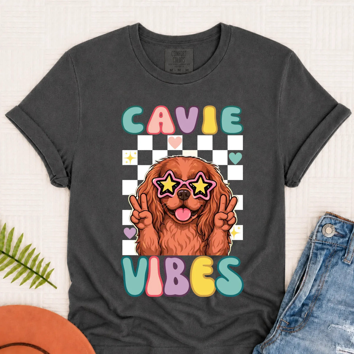 Custom Cavalier Retro Vibes Unisex TShirt Pepper