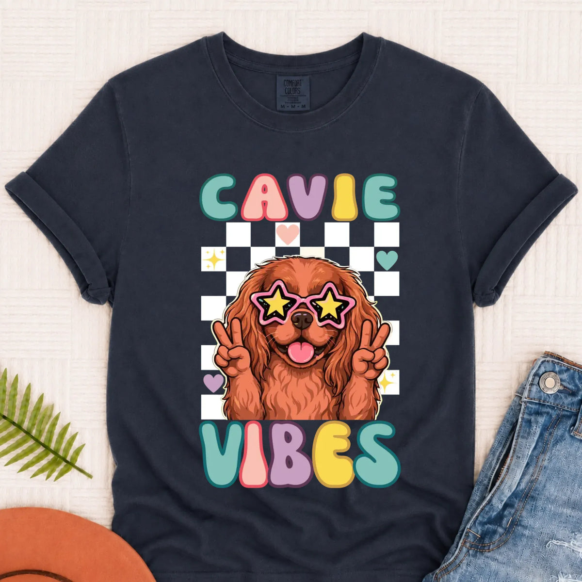 Custom Cavalier Retro Vibes Unisex TShirt Pepper 3XL