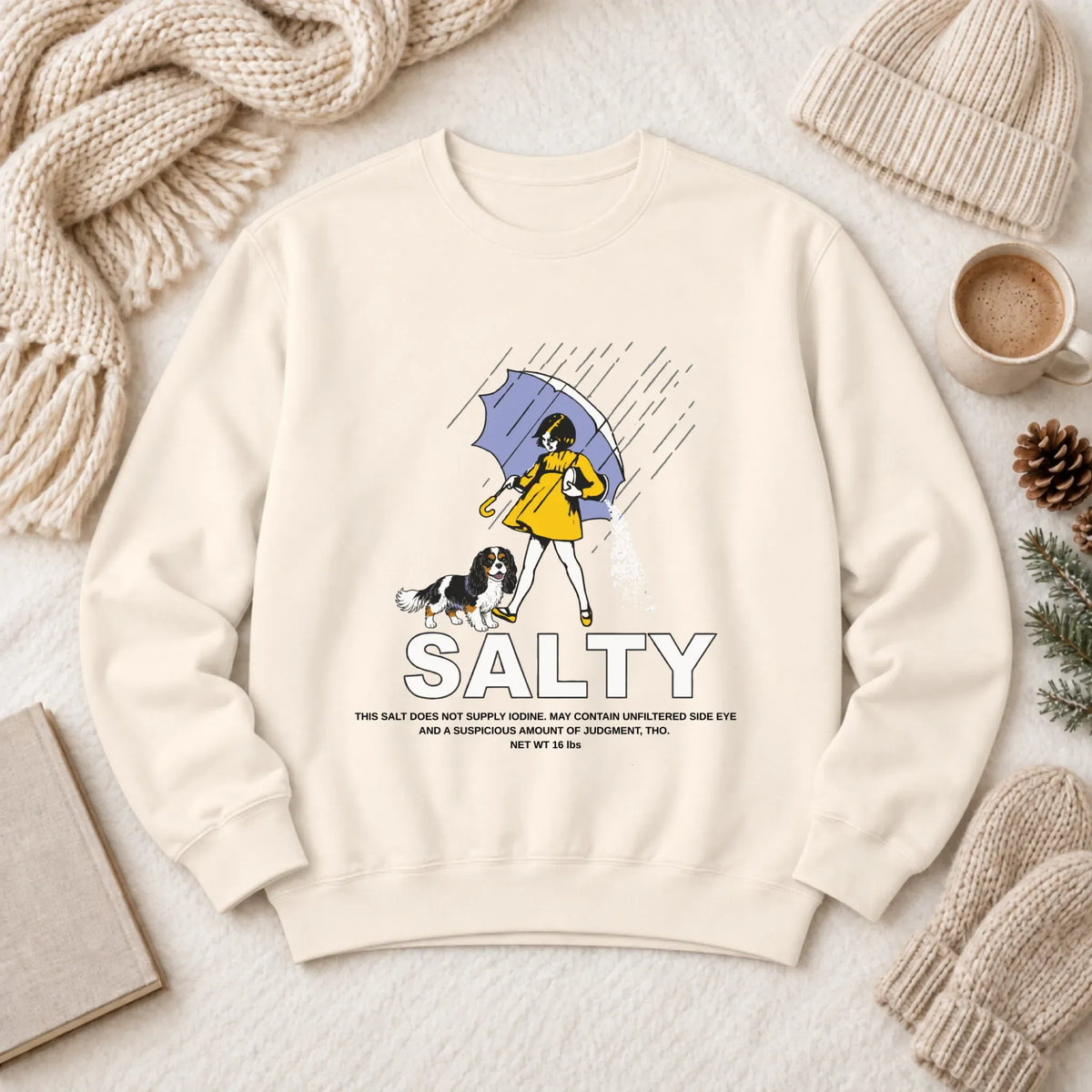Custom Cavalier Salty Funny Unisex Sweatshirt Ivory