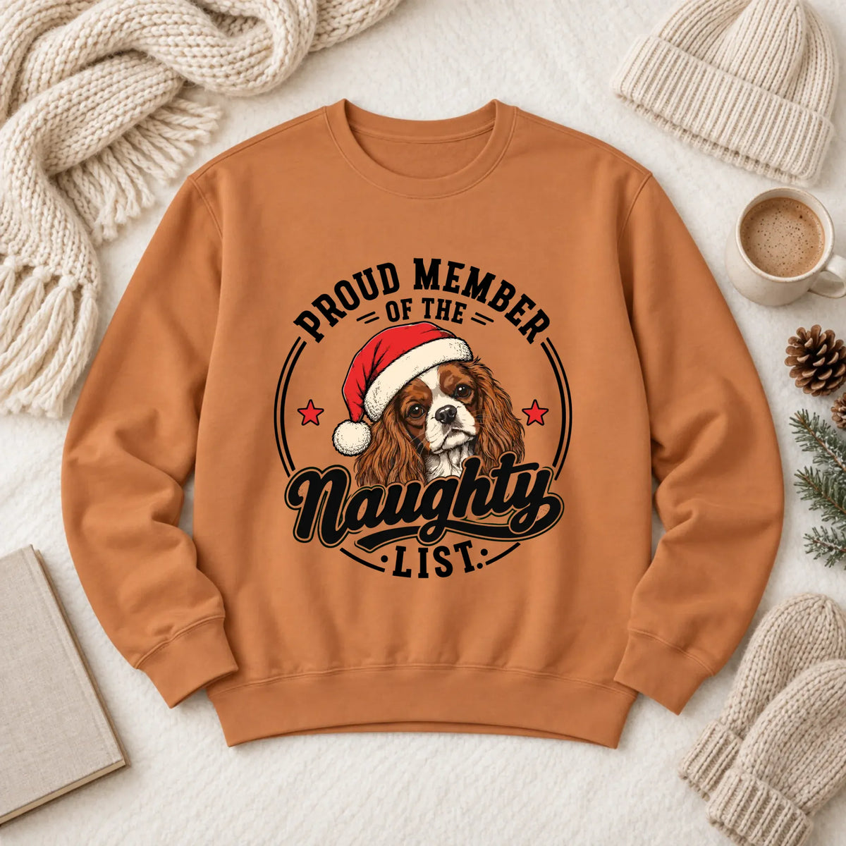 Custom Cavalier Santa Naughty List Unisex Sweatshirt Yam