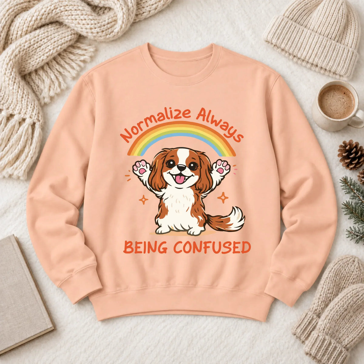 Custom Cavalier Sarcastic Confused Unisex Sweatshirt Peachy