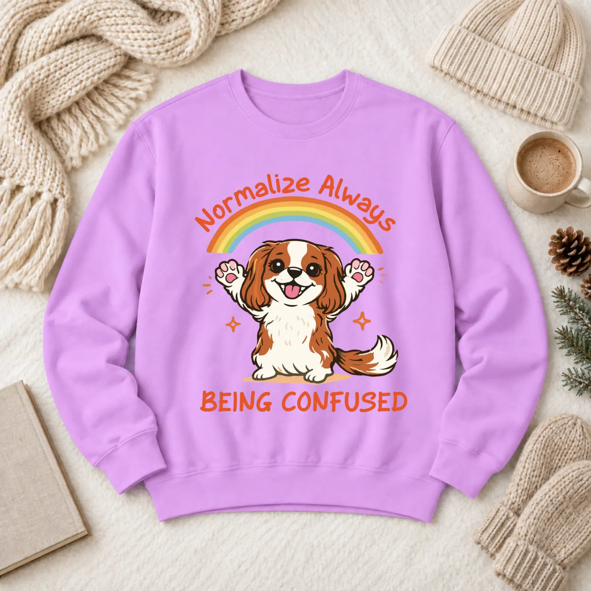 Custom Cavalier Sarcastic Confused Unisex Sweatshirt Neon Violet