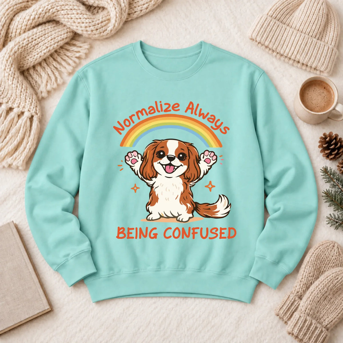 Custom Cavalier Sarcastic Confused Unisex Sweatshirt Chalky Mint