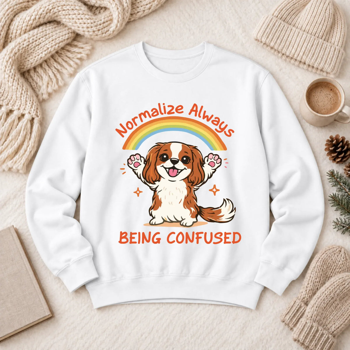 Custom Cavalier Sarcastic Confused Unisex Sweatshirt White