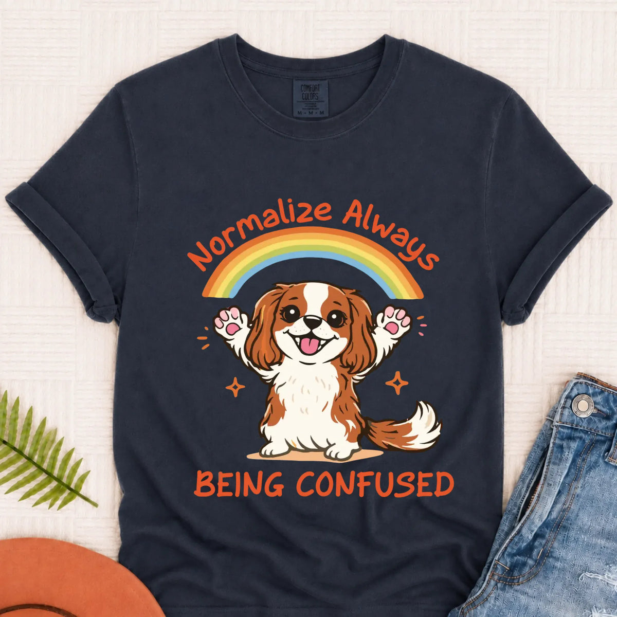 Custom Cavalier Sarcastic Confused Unisex TShirt Navy