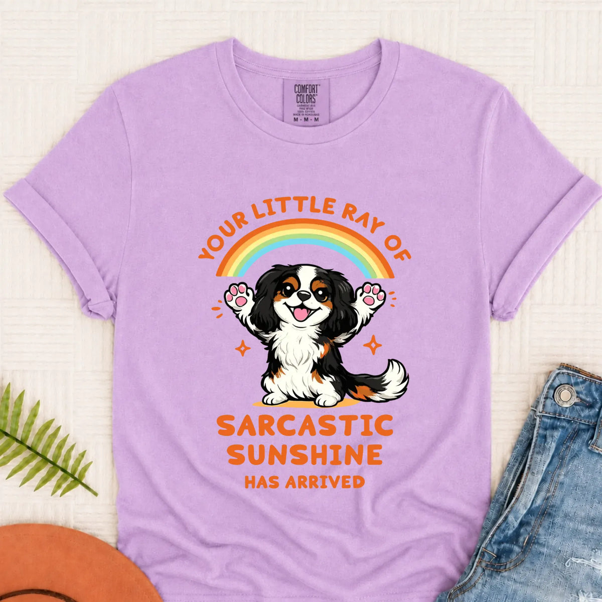 Custom Cavalier Sarcastic Sunshine Unisex TShirt Orchid