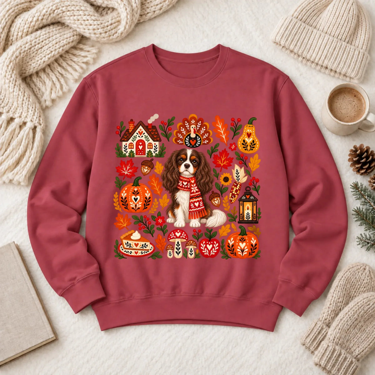 Custom Cavalier Scandinavian Autumn Fall Unisex Sweatshirt Crimson