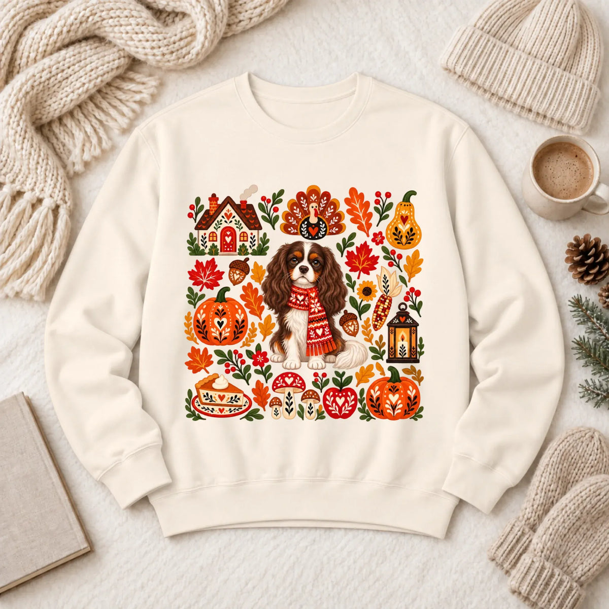 Custom Cavalier Scandinavian Autumn Fall Unisex Sweatshirt Ivory