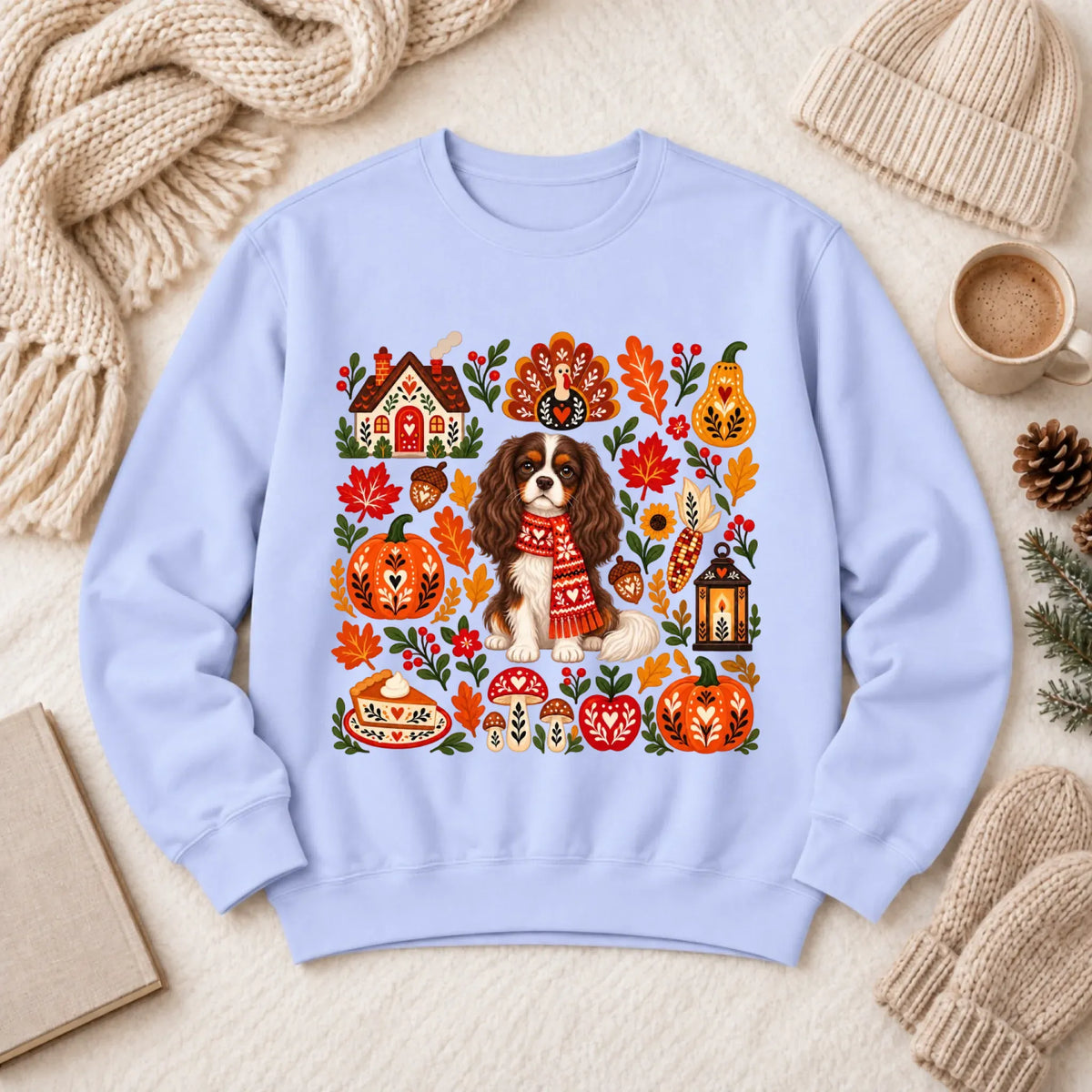 Custom Cavalier Scandinavian Autumn Fall Unisex Sweatshirt Hydrangea