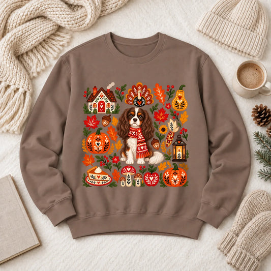 Custom Cavalier Scandinavian Autumn Fall Unisex Sweatshirt Espresso