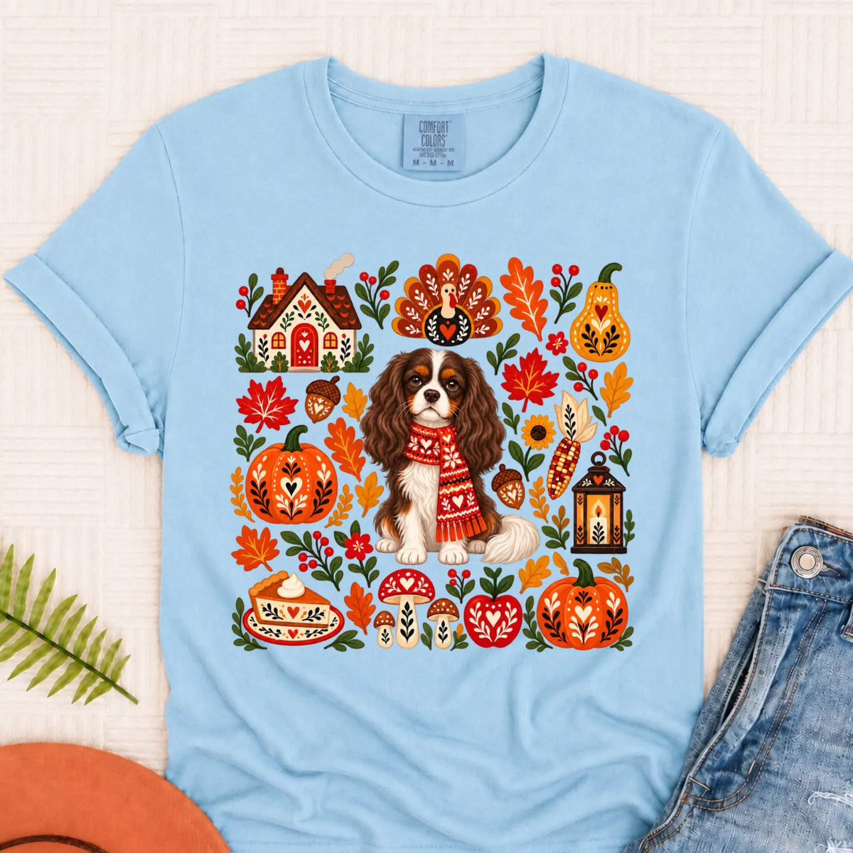 Custom Cavalier Scandinavian Autumn Fall Unisex Tshirt Chambray