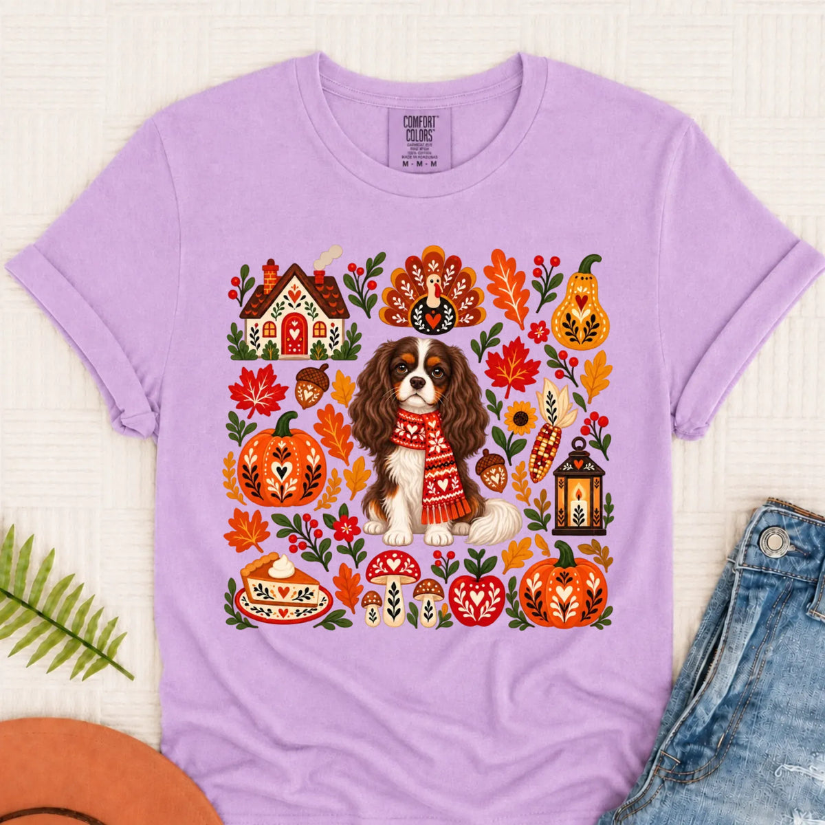 Custom Cavalier Scandinavian Autumn Fall Unisex Tshirt Orchid
