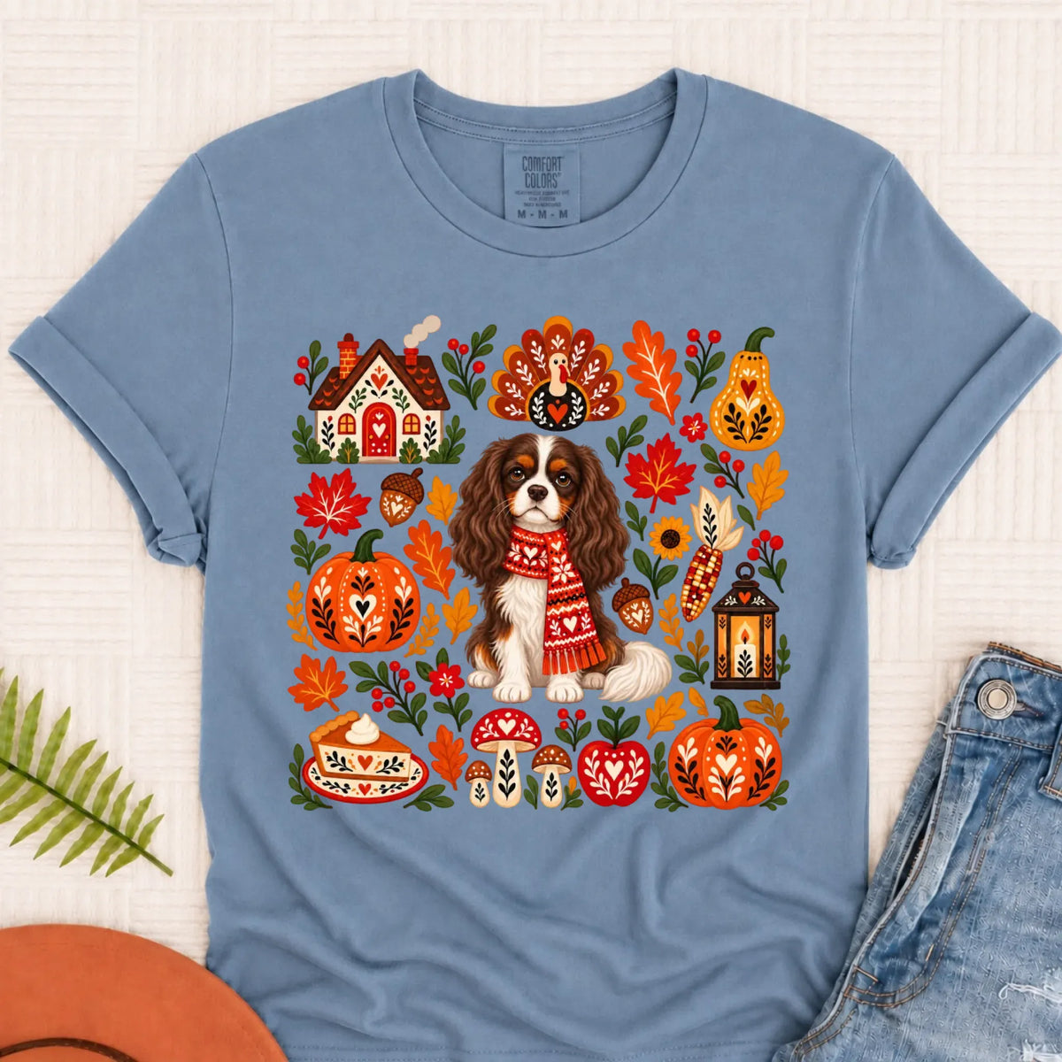 Custom Cavalier Scandinavian Autumn Fall Unisex Tshirt Blue Jean