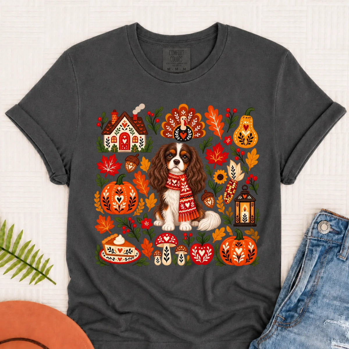 Custom Cavalier Scandinavian Autumn Fall Unisex Tshirt Pepper