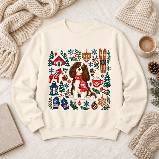 Custom Cavalier Scandinavian Winter Unisex Sweatshirt Ivory