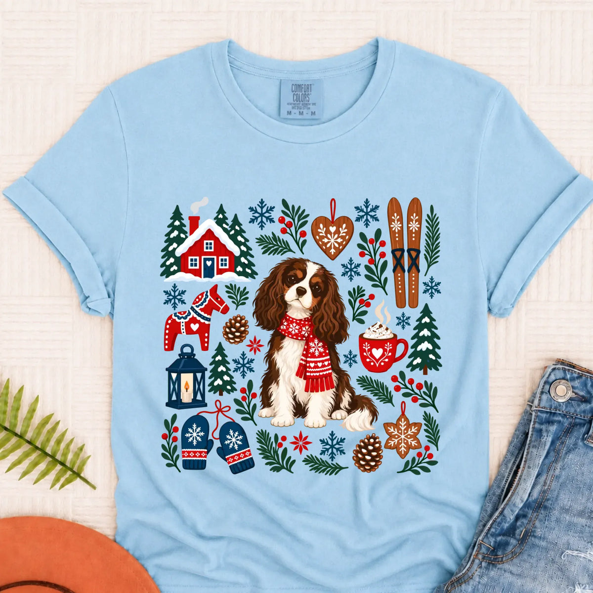 Custom Cavalier Scandinavian Winter Unisex Tshirt Chambray