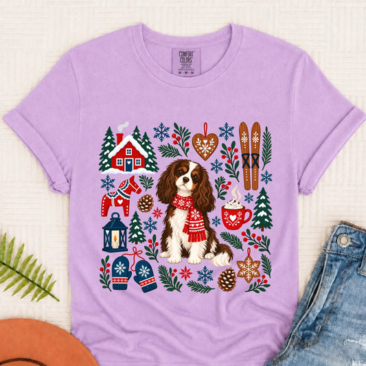 Custom Cavalier Scandinavian Winter Unisex Tshirt Orchid