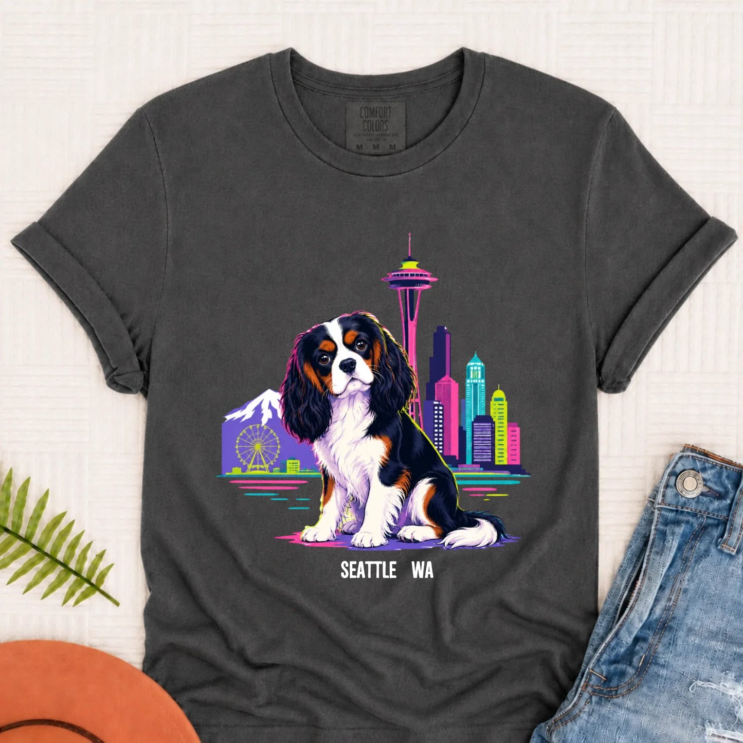 Custom Cavalier Seattle Travel Unisex Tshirt Pepper