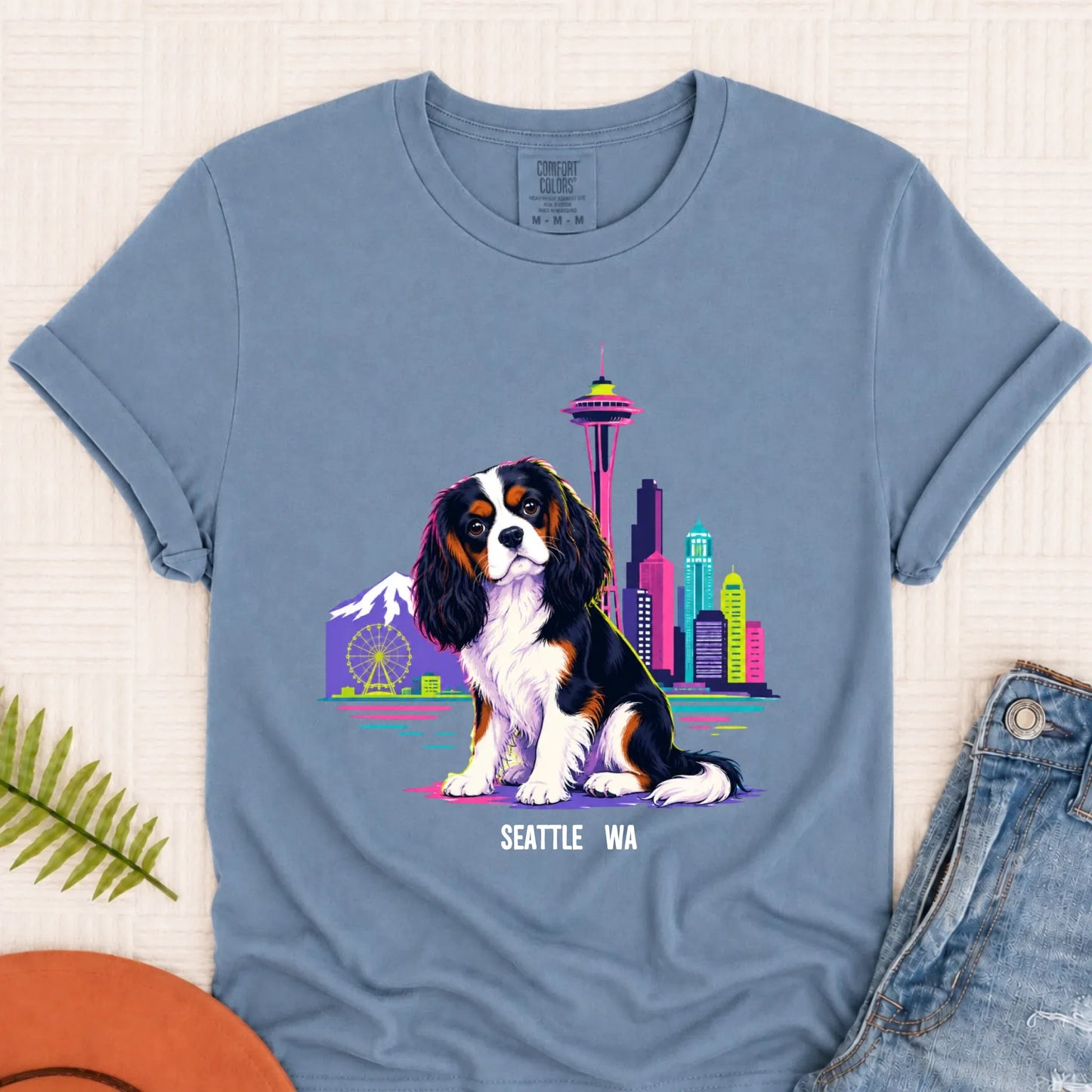 Custom Cavalier Seattle Travel Unisex Tshirt Blue Jean