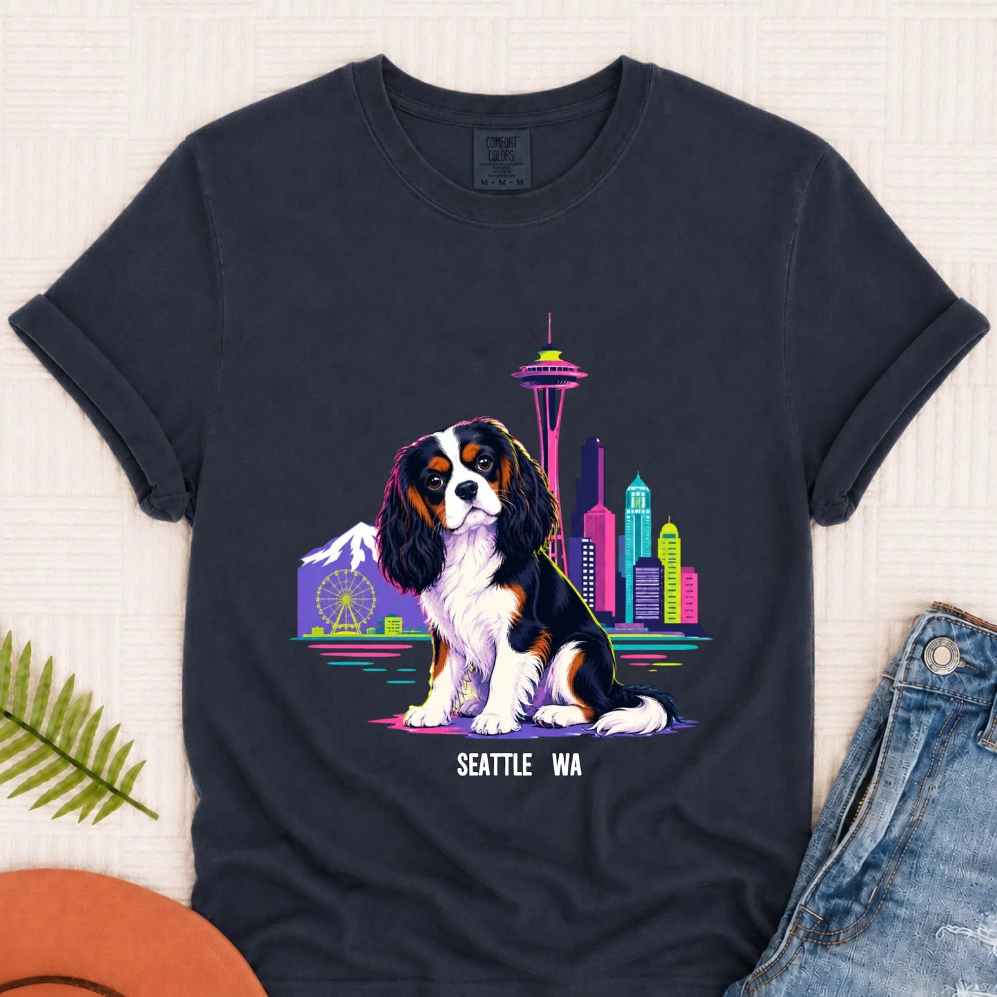 Custom Cavalier Seattle Travel Unisex Tshirt Navy