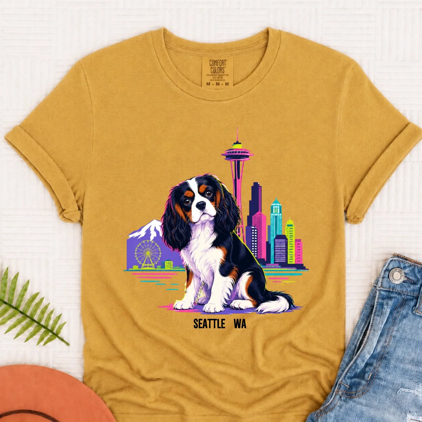 Custom Cavalier Seattle Travel Unisex Tshirt Mustard