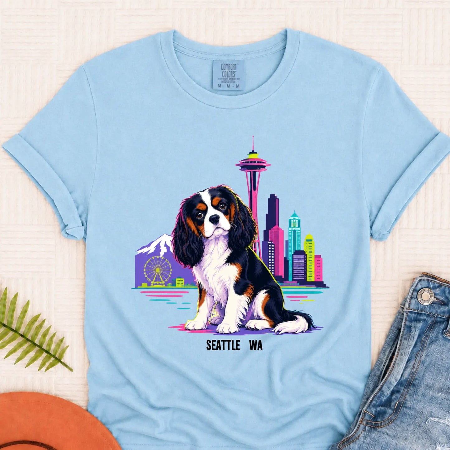 Custom Cavalier Seattle Travel Unisex Tshirt Chambray