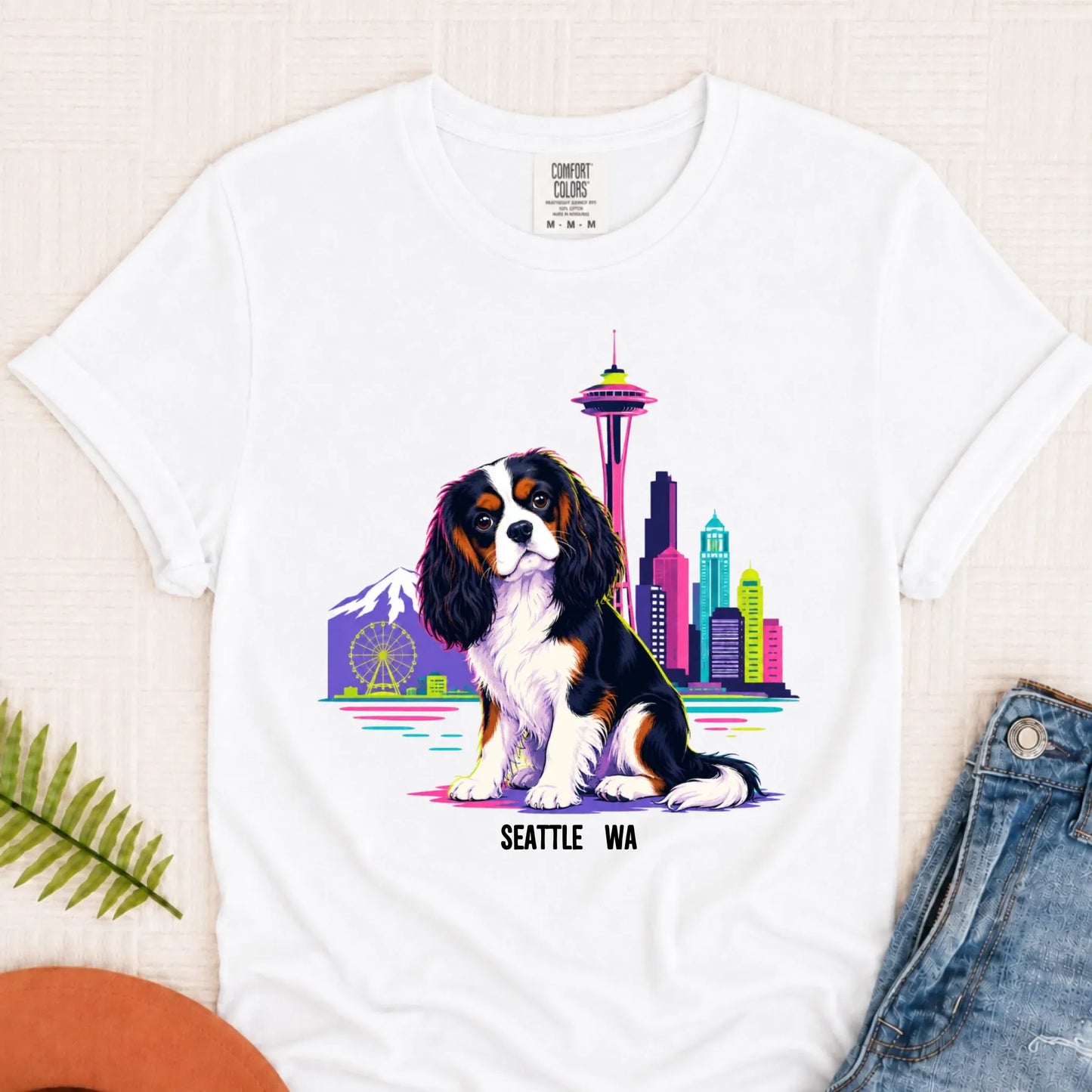 Custom Cavalier Seattle Travel Unisex Tshirt White