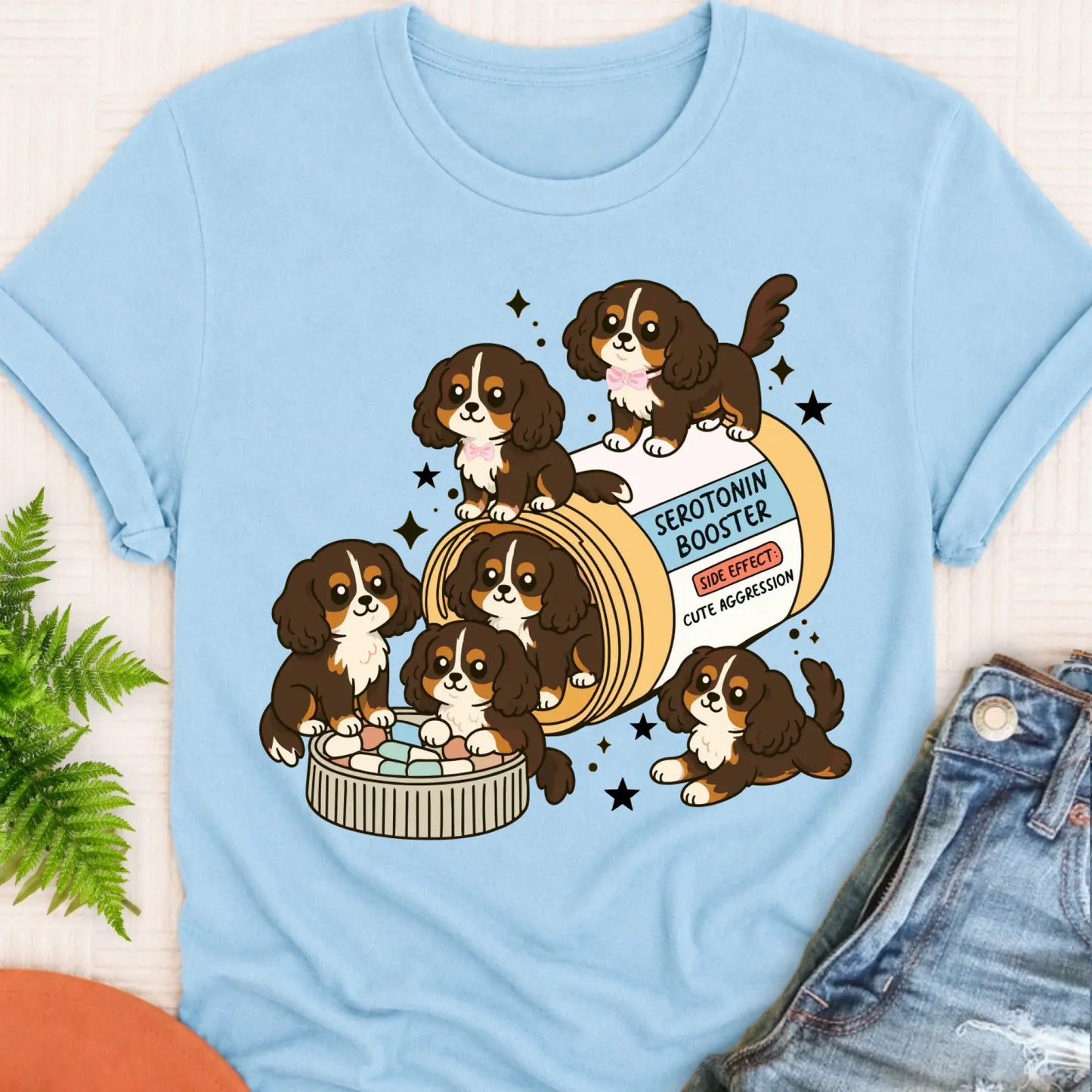 T-Shirt Chambray / S Custom Cavalier Serotonin Unisex Tee