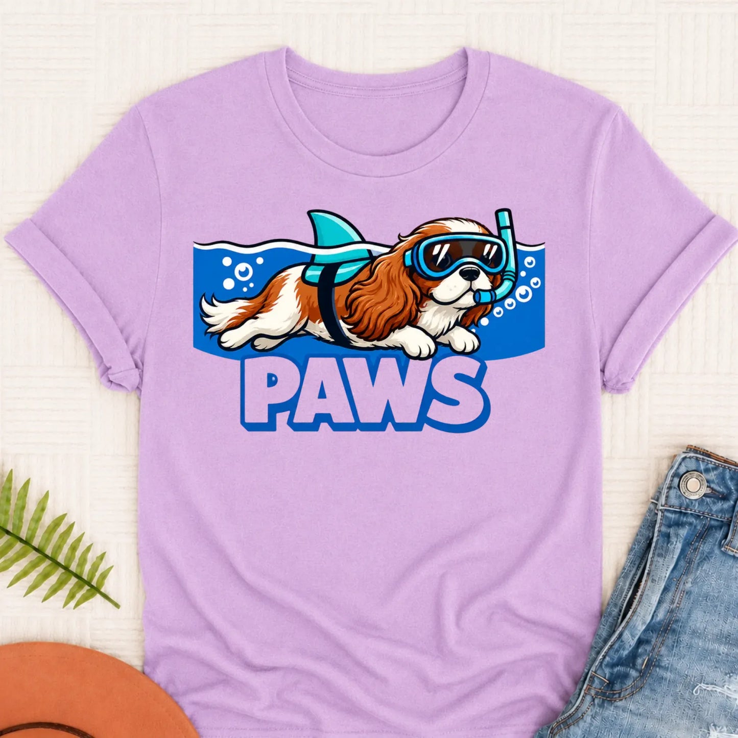 Custom Cavalier Shark Paws Unisex TShirt Orchid