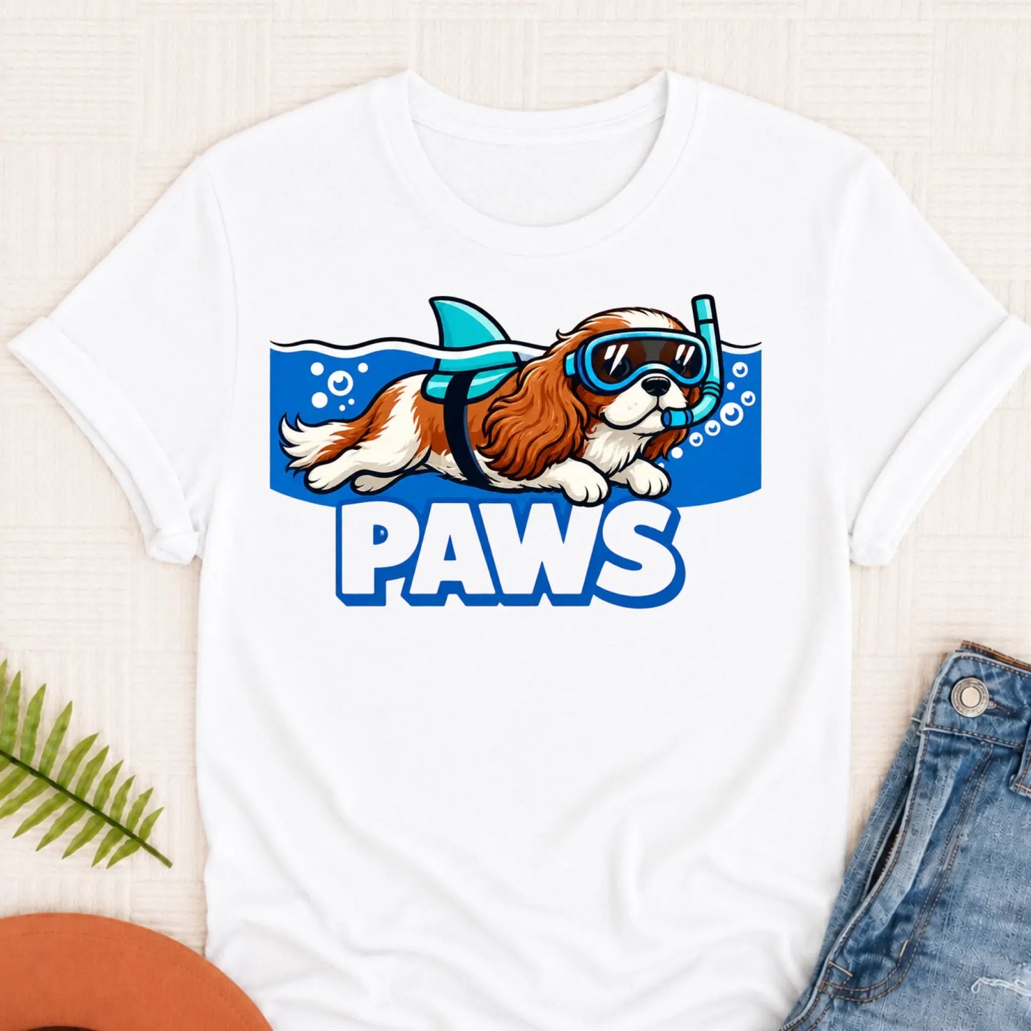 Custom Cavalier Shark Paws Unisex TShirt White