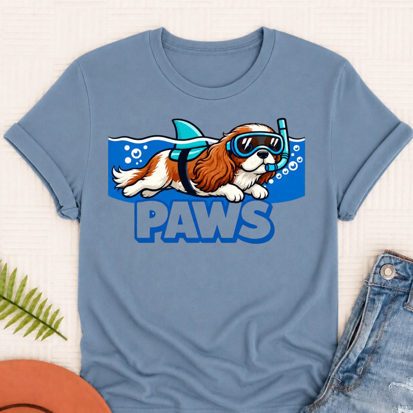 Custom Cavalier Shark Paws Unisex TShirt Blue Jean