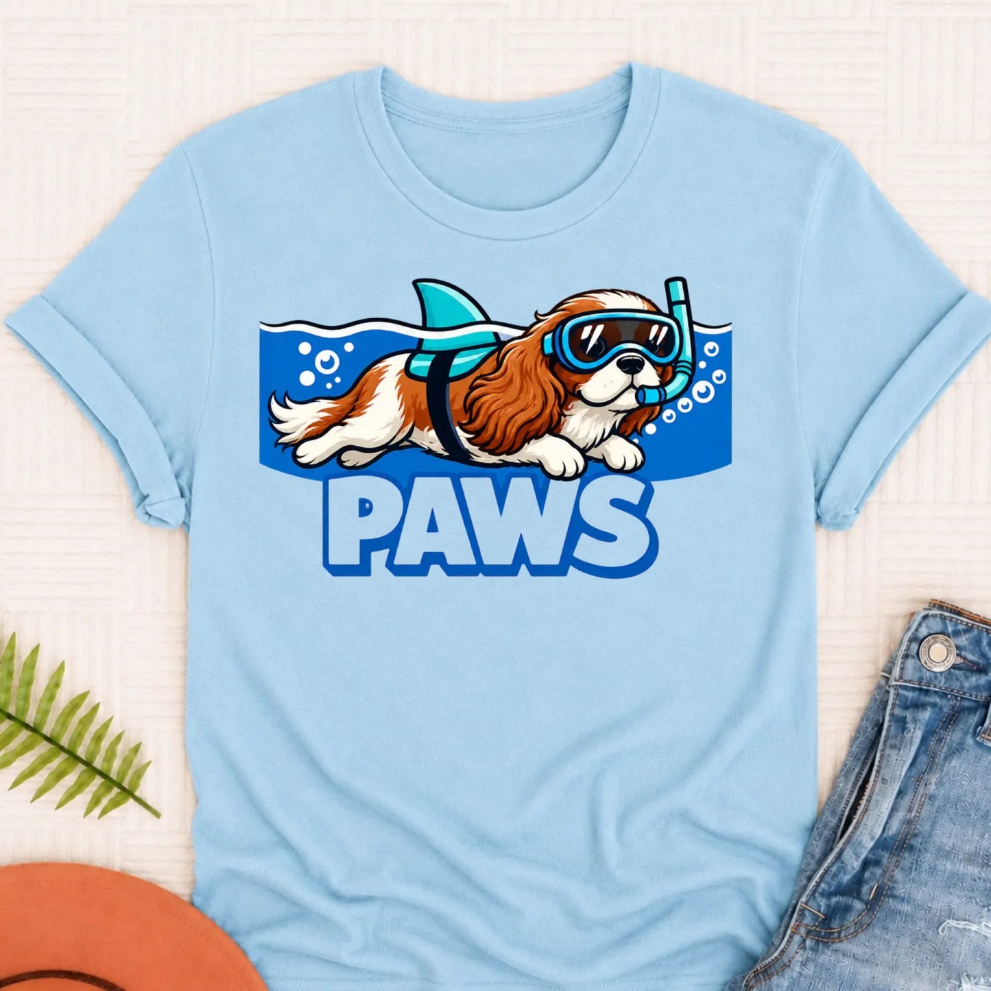 Custom Cavalier Shark Paws Unisex TShirt Chambray