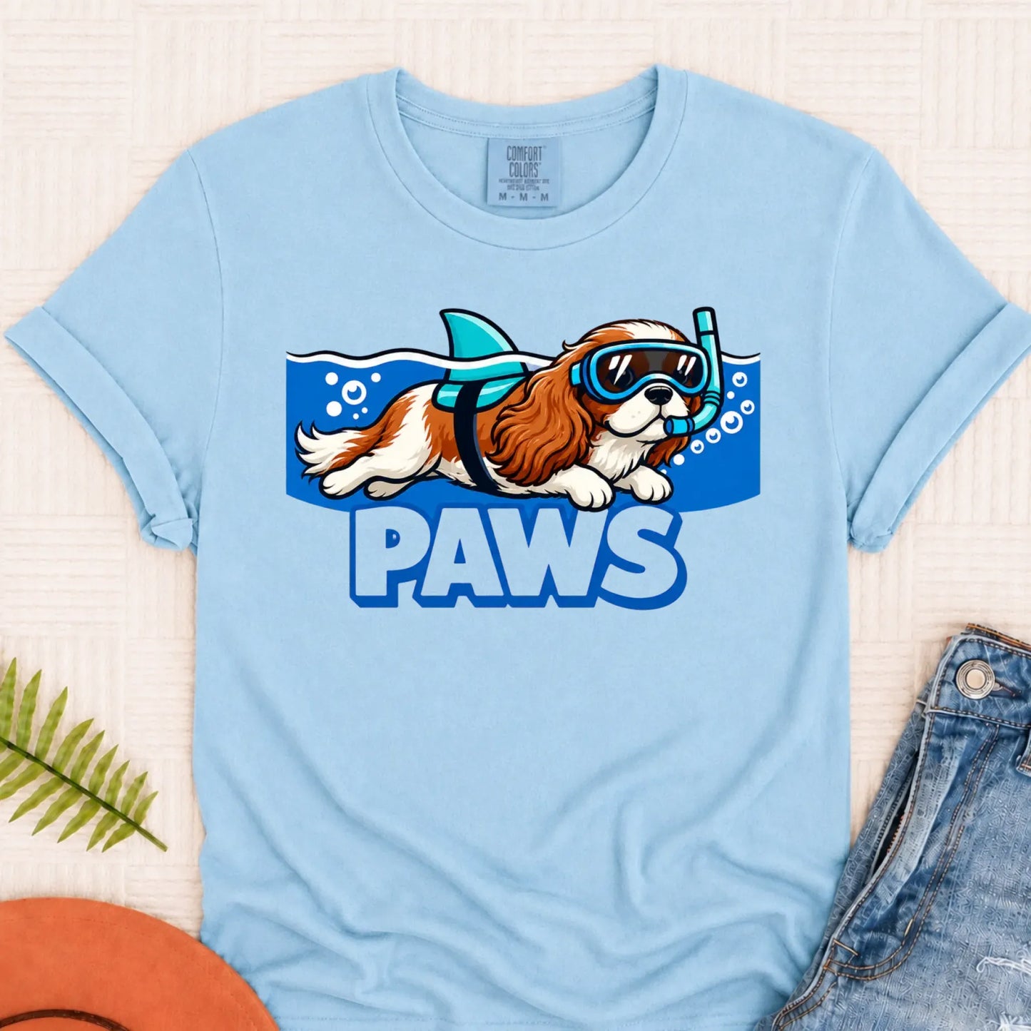 Custom Cavalier Shark Paws Unisex TShirt Chambray